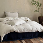 Duvet Cover Set Breathable Cotton Fine Stripes & Piping
