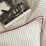 Duvet Cover Set Breathable Cotton Fine Stripes & Piping