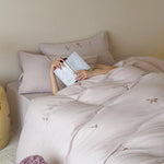 Duvet Cover Set Breathable Cotton Floral Embroidery