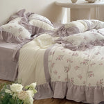 Duvet Cover Set Breathable Cotton Gauze Vintage Rose 4-Piece