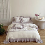 Duvet Cover Set Breathable Cotton Gauze Vintage Rose 4-Piece