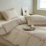 Duvet Cover Set Breathable Cotton-Linen Floral Embroidery