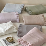 Duvet Cover Set Breathable Cotton-Linen Ruffled Edge