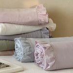 Duvet Cover Set Breathable Cotton-Linen Ruffled Edge