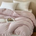 Duvet Cover Set Breathable Cotton-Linen Ruffled Edge