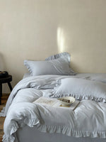 Duvet Cover Set Breathable Cotton-Linen Ruffled Edge