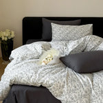 Duvet Cover Set Breathable Cotton Percale Floral Microprint