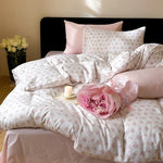 Duvet Cover Set Breathable Cotton Percale Floral Microprint