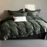 Duvet Cover Set Breathable Cotton Percale Leaf Print