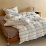 Duvet Cover Set Breathable Cotton Percale Nordic Striped Machine Washable