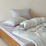 Duvet Cover Set Breathable Cotton Percale Reversible 4-Piece