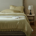 Duvet Cover Set Breathable Cotton Percale Ruffle Edge