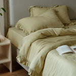 Duvet Cover Set Breathable Cotton Percale Ruffle Edge