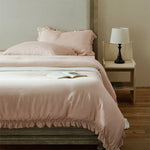 Duvet Cover Set Breathable Cotton Percale Ruffle Edge