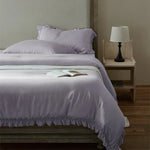 Duvet Cover Set Breathable Cotton Percale Ruffle Edge