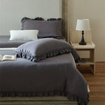 Duvet Cover Set Breathable Cotton Percale Ruffle Edge