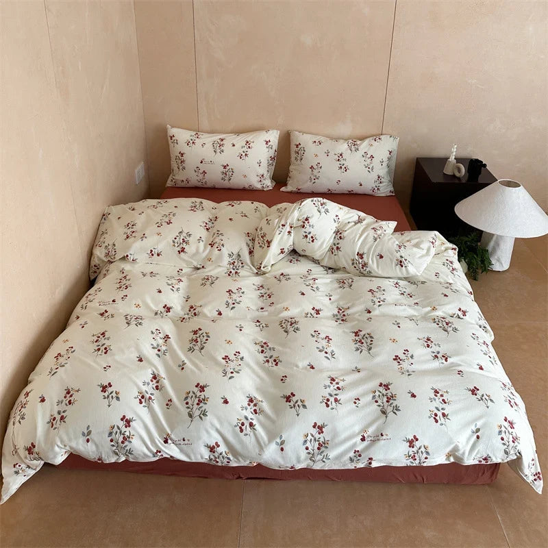Duvet Cover Set Breathable Cotton Percale Vintage Rose