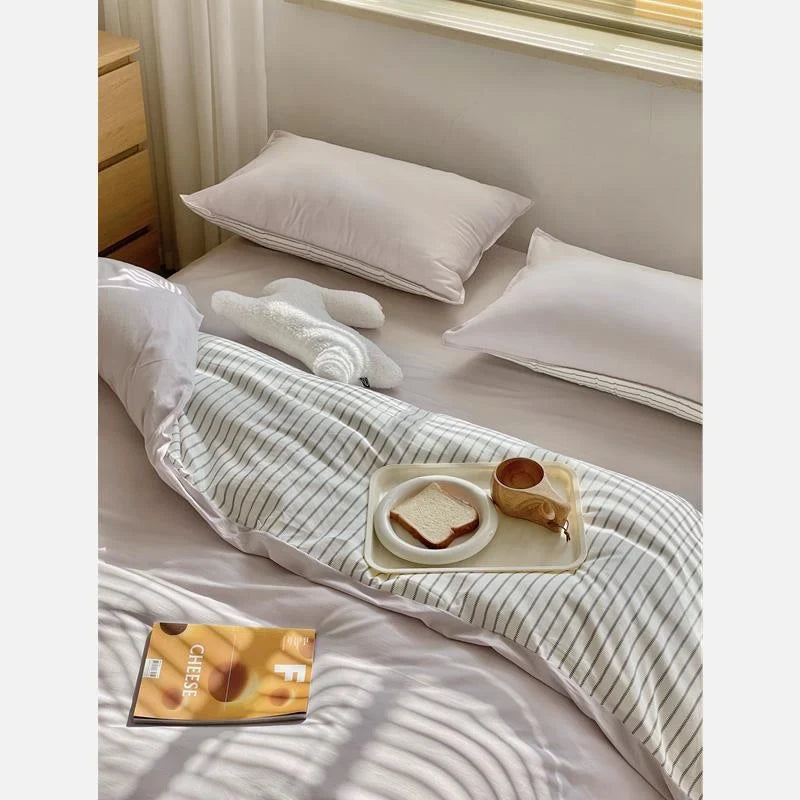 Duvet Cover Set Breathable Cotton Percale With Fitted Sheet
