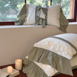 Duvet Cover Set Breathable Cotton Ruffle & Bow Trim