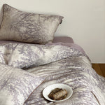 Duvet Cover Set Breathable Cotton Satin Botanical Print 4-Piece