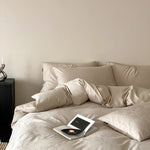 Duvet Cover Set Breathable Cotton Satin Concealed Zipper