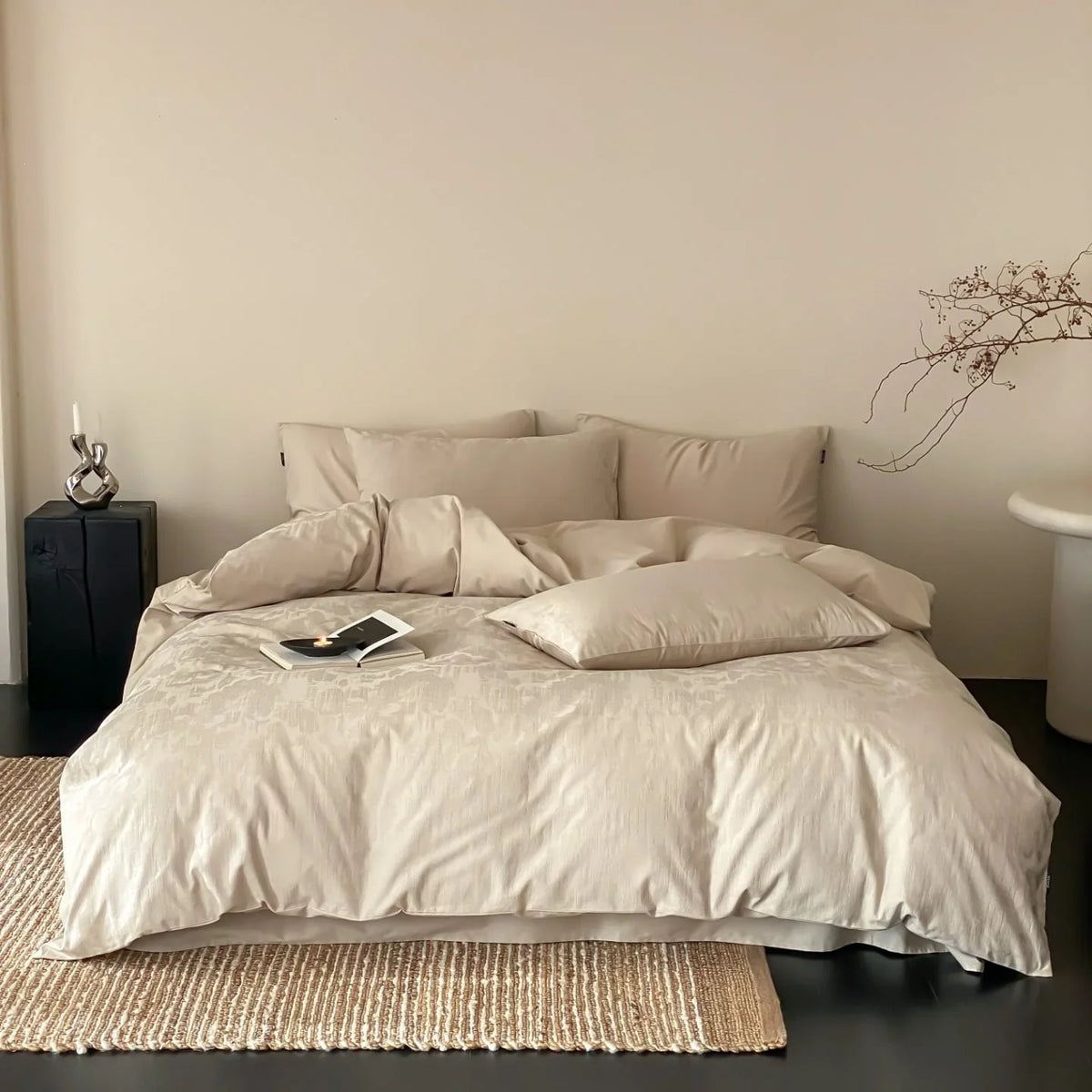 Duvet Cover Set Breathable Cotton Satin Concealed Zipper