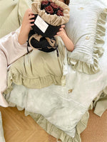 Duvet Cover Set Breathable Cotton Satin Leaf Embroidery