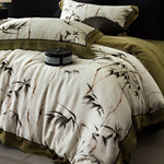 Duvet Cover Set Breathable Cotton Satin Watercolor Floral Reversible