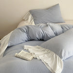 Duvet Cover Set Breathable Cotton Seersucker & Machine Washable