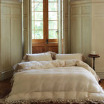 Duvet Cover Set Breathable Muslin Ruffle & Crochet