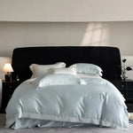 Duvet Cover Set Breathable Satin Crochet Lace Pillowcases Included