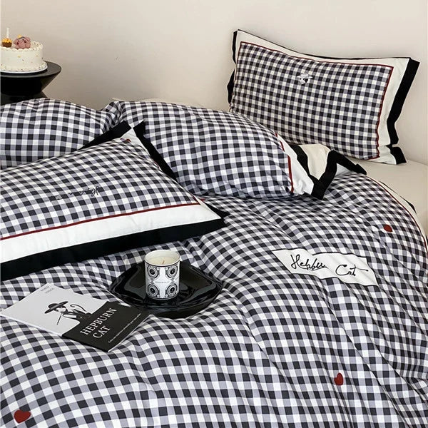Duvet Cover Set Classic Vichy Check Cotton Blend