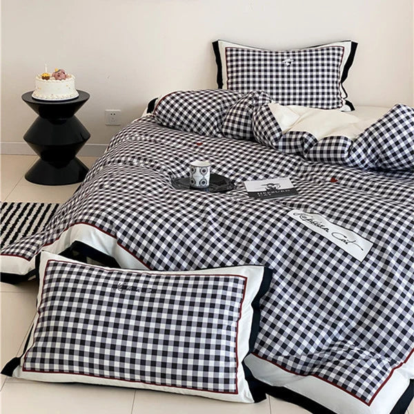 Duvet Cover Set Classic Vichy Check Cotton Blend