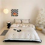 Duvet Cover Set Classic Vichy Check Cotton Blend