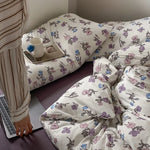 Duvet Cover Set Cooling Cotton Percale Watercolor Floral