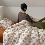 Duvet Cover Set Cooling Cotton Percale Watercolor Floral
