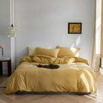 Duvet Cover Set Cotton Blend Breathable Solid Color