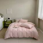 Duvet Cover Set Cotton Blend Breathable Solid Color