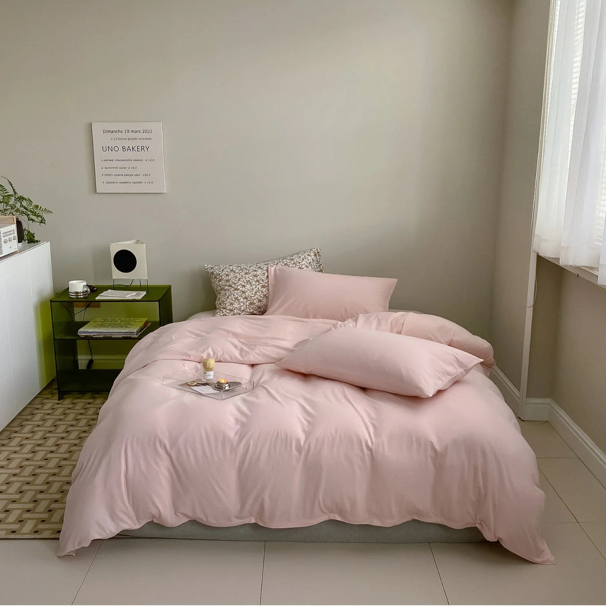 Duvet Cover Set Cotton Blend Breathable Solid Color