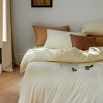 Duvet Cover Set Cotton Blend Breathable Solid Color