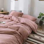 Duvet Cover Set Cotton Blend Breathable Solid Color