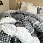 Duvet Cover Set Cotton Blend Vichy Check 4-Piece