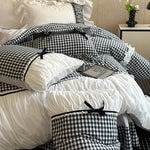 Duvet Cover Set Cotton Blend Vichy Check 4-Piece
