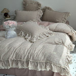 Duvet Cover Set Cotton Cambric Breathable Ruffled Lace