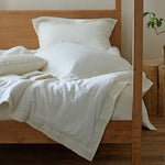 Duvet Cover Set Cotton Gauze Breathable Floral Embroidery 4-Piece