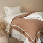 Duvet Cover Set Cotton Gauze Lightweight Ruffle & Lace