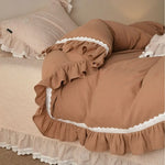 Duvet Cover Set Cotton Gauze Lightweight Ruffle & Lace