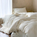 Duvet Cover Set Cotton Jacquard Ruffled 4-Piece