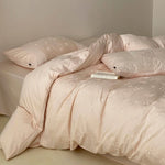 Duvet Cover Set Cotton Jacquard Ruffled 4-Piece