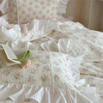 Duvet Cover Set Cotton-Linen Breathable Floral & Double Ruffle